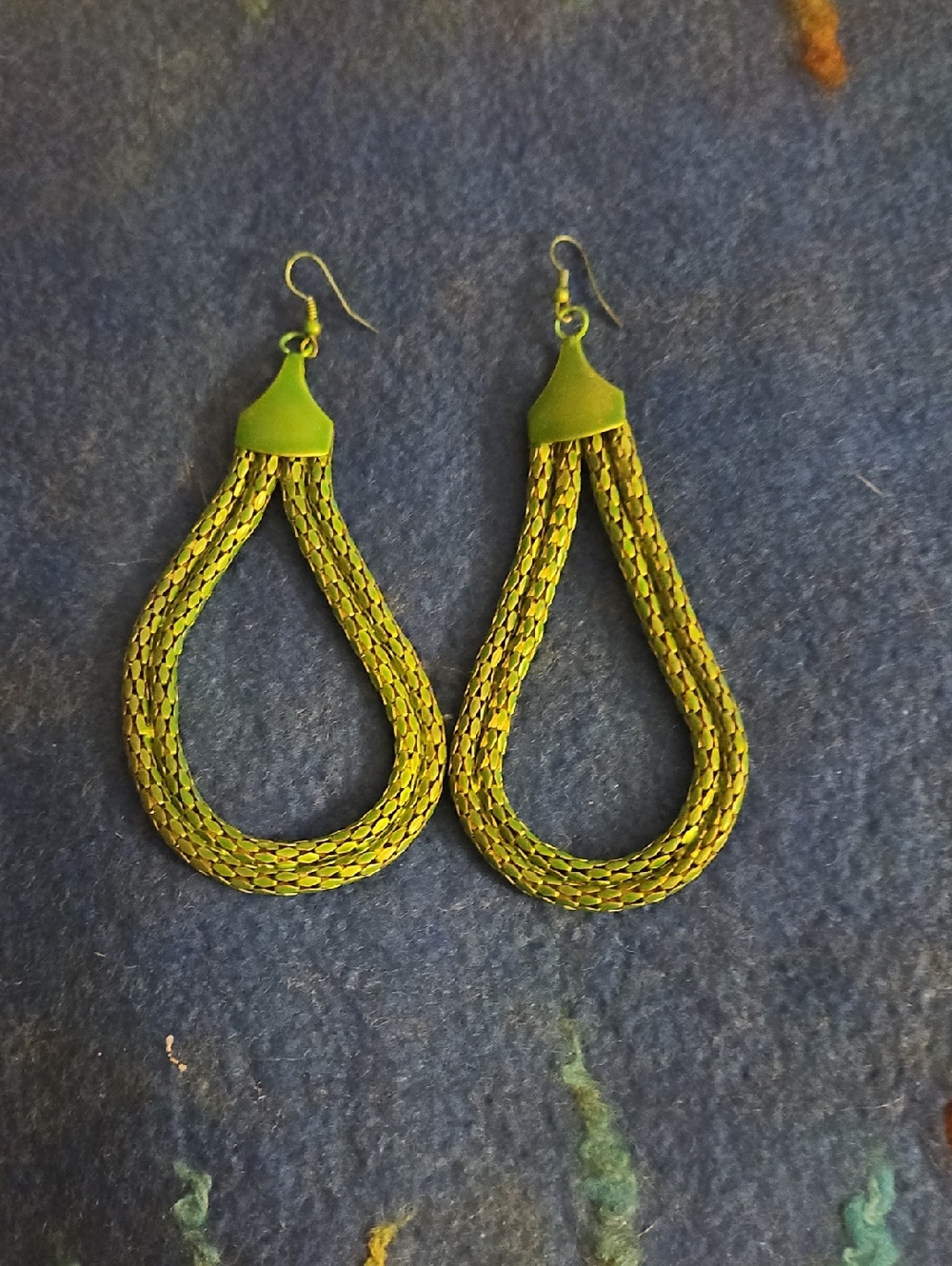 3 For $15. Green Teardrop Braided Loop Earrings .